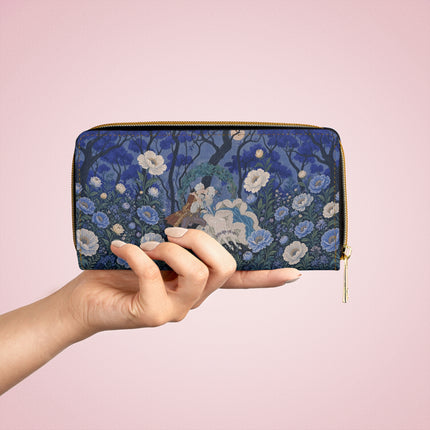 🌙💙 The Moonlit Blue Blossom Romance Wallet – Art Deco Floral Fantasy