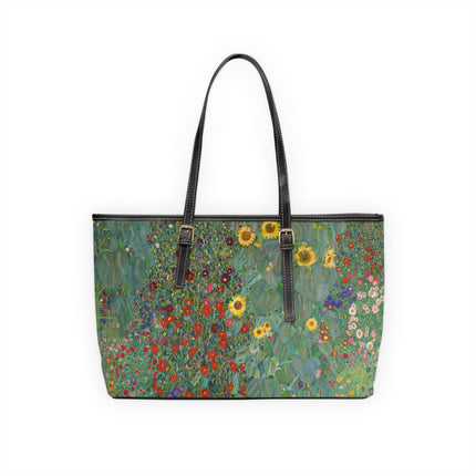 Farm Garden with Sunflowers by Gustav Klimt PU Leather Shoulder Bag