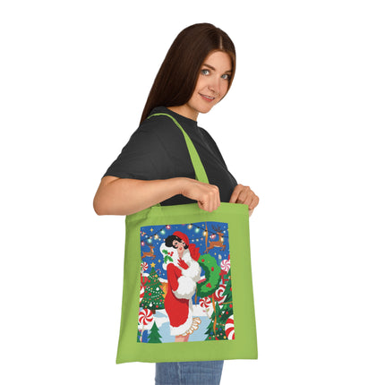 🍬🎄 The Lady Of The Peppermint Christmas Garden Cotton Tote Bag – Art Deco Holiday Fantasy