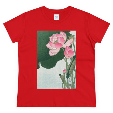 Blooming Lotus Flowers by Ohara Koson Women's Midweight Cotton Tee