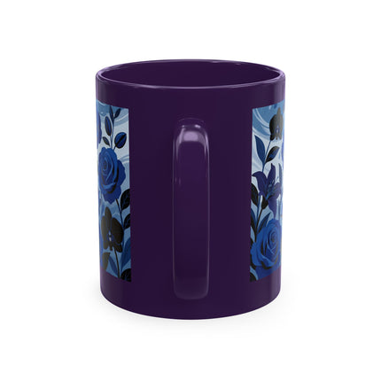 ☔💙 The Lady In The Blue Rain Garden Ceramic Mug – Art Deco Floral Elegance