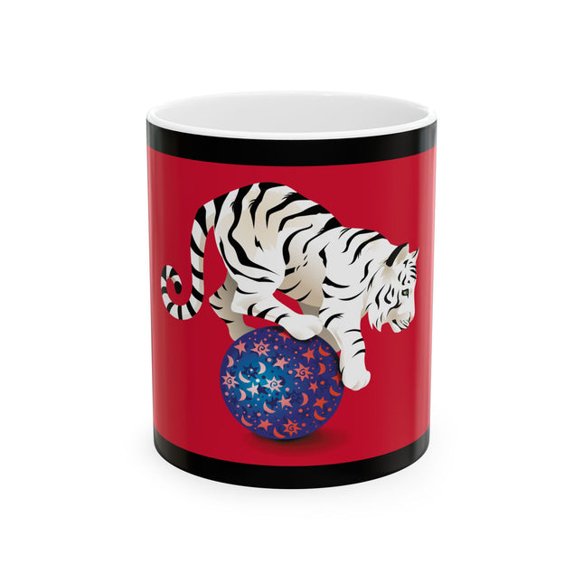 Majestic White Tiger on a Celestial Journey 11 oz Ceramic Mug