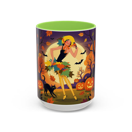 🌕🍂 Autumn Song Beneath The Harvest Moon Colorful Mug – Whimsical Halloween Charm