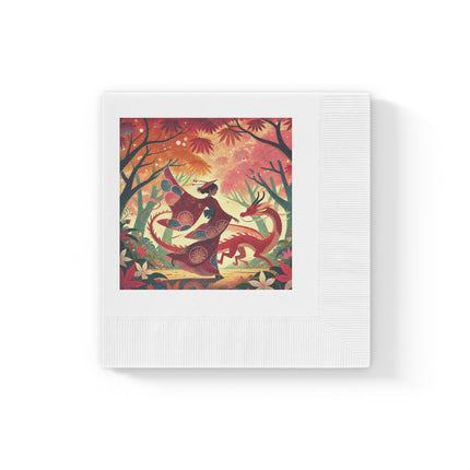 The Dragon Fairy’s Dance White Coined Napkins