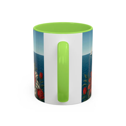 ⛵🌹 The Seaside Rose Traveler Colorful Mug – Art Deco Floral Elegance