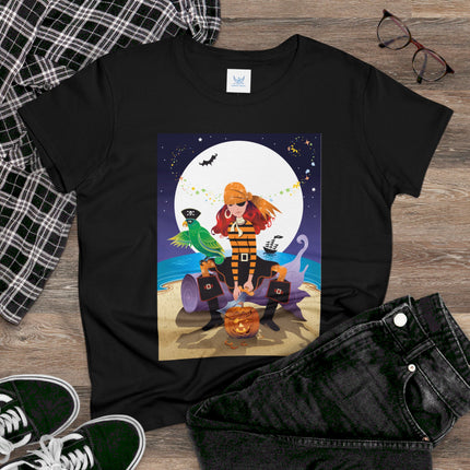 Moonlit Pirate Halloween Women's Midweight Cotton Tee