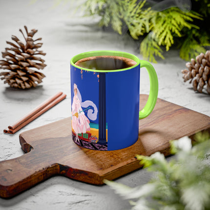 The Moonlit Promenade Colorful Mug (11oz, 15oz) – Blush Elegance, Coastal Romance & Art Deco Style