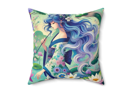Fairy of the Koi Pond Spun Polyester Square Pillow