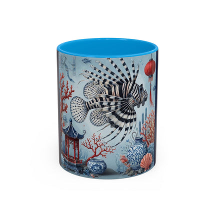 Lionfish & Lantern Colorful Mug – Mystical Ocean & Asian Harmony