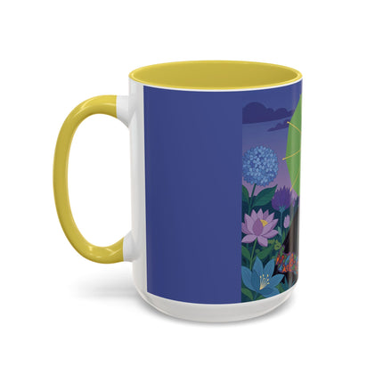 The Lady Of The Moonlit Needlework Colorful Mugs – Art Deco Crafting Elegance