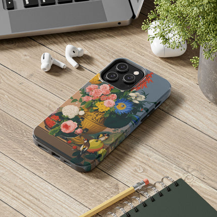 🌺🐦 The Garden Of Golden Birds Phone Case – Art Deco Floral Elegance
