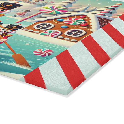 Nutcracker Candy-Striped Adventure Glass Cutting Board