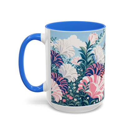🌸🦋 The Enchanted Pink Blossom Retreat Colorful Mug – Art Deco Floral Whimsy