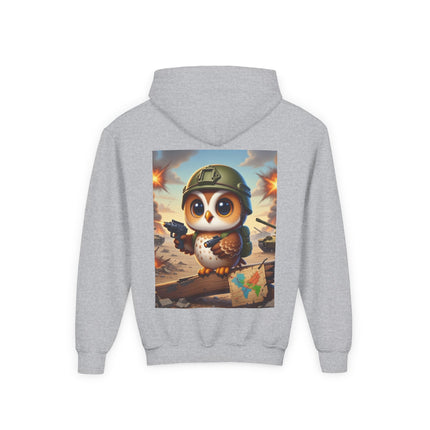 Owl on the Front Lines Youth Hooded Sweatshirt – Courage, Wisdom & Quiet Strength