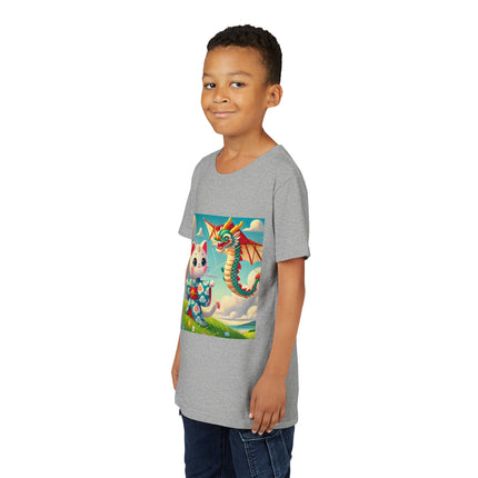 Geisha Kitten and the Dragon Kite Youth Short Sleeve Tee