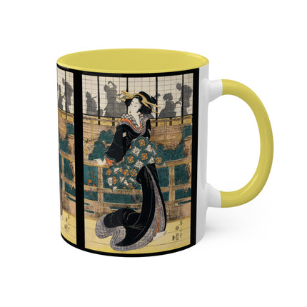 Japanese woman woodcut print by Kikukawa Eizan Colorful Mugs, 11oz