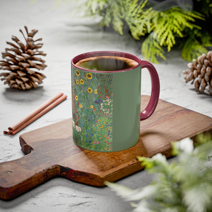 Farm Garden with Sunflowers by Gustav Klimt Colorful Mugs (11oz, 15oz)