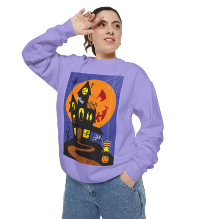 Halloween Night at the Haunted House Unisex Garment-Dyed Sweatshirt