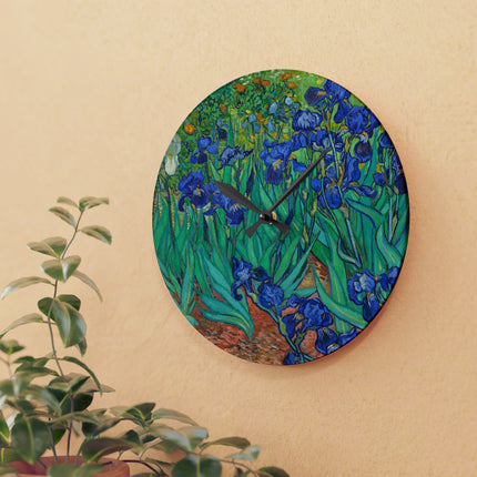 Irises by Vincent Van Gogh Acrylic Wall Clock, Round and Square
