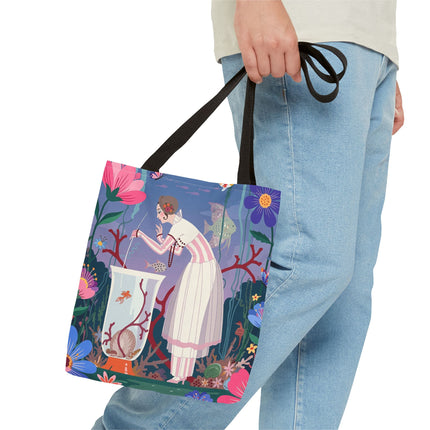 🐠🌸 The Lady Of The Enchanted Aquarium Tote Bag – Art Deco Garden Fantasy