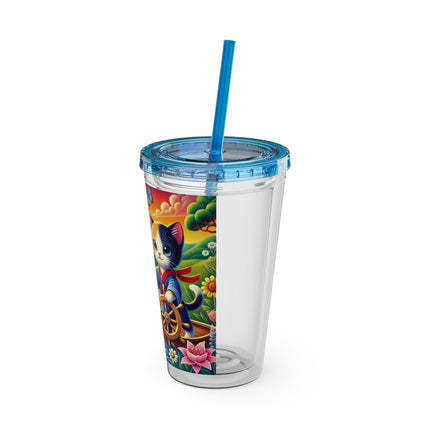 Sailor Kitten’s River Adventure Sunsplash Tumbler with Straw, 16oz