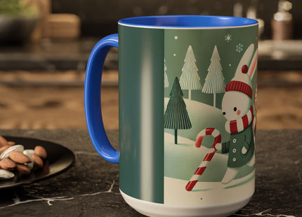 Candy Cane Timekeeper Bunny Colorful Mugs (11oz, 15oz)