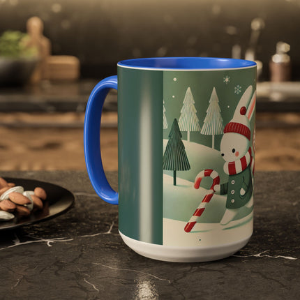 Candy Cane Timekeeper Bunny Colorful Mugs (11oz, 15oz)
