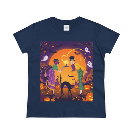 🎃🕯️ The Midnight Halloween Greeting Cotton Tee – Vintage Halloween Charm