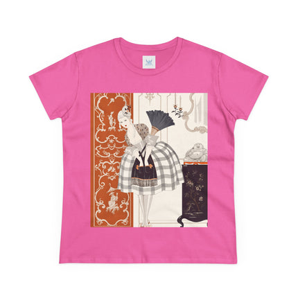 🪭🖤 The Lady With The Black Fan Cotton Tee – Art Deco Fashion Illustration