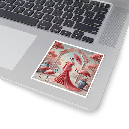 Petals, Porcelain, and Flamingos Kiss-Cut Stickers (4 Stickers)
