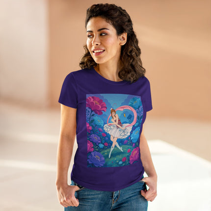 🦋🌸 The Butterfly Garden Ballet Cotton Tee – Art Deco Floral Whimsy