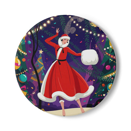 ❄️🎄 The Christmas Snowball Dance Ceramic Tile – Art Deco Holiday Whimsy