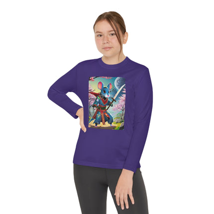 Cyber Samurai Rat Youth Long Sleeve Competitor Tee – Neon Warriors & Futuristic Adventure