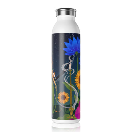 🌙🌺 The Enchanted Midnight Garden Masquerade Slim Water Bottle – Art Deco Floral Fantasy