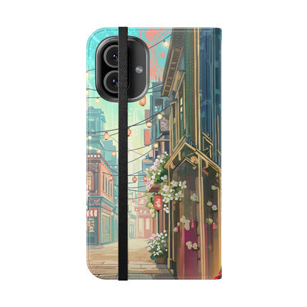 🦝✨ Cybernetic Red Panda Flip Case – Neon Charm & Futuristic Wonder