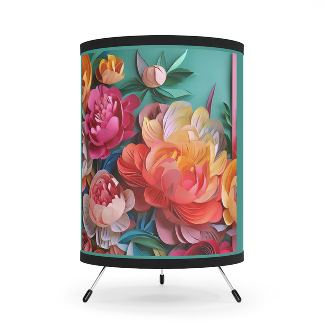 Peonies in Full Bloom Tripod Lamp