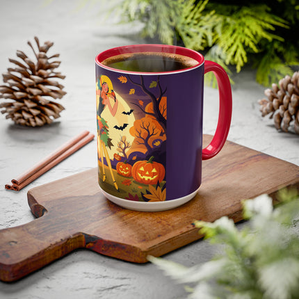 🌕🍂 Autumn Song Beneath The Harvest Moon Colorful Mug – Whimsical Halloween Charm