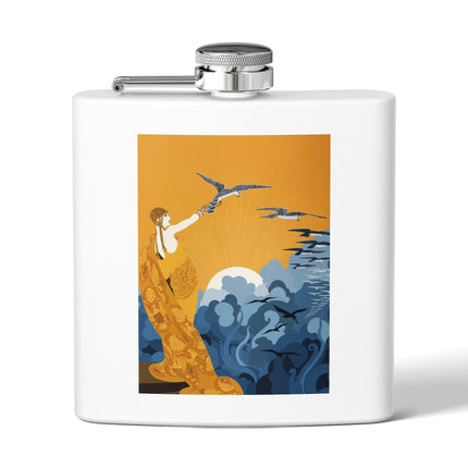 Falcon Mistress Stainless Steel Flask – Art Deco Majesty & Mythic Freedom