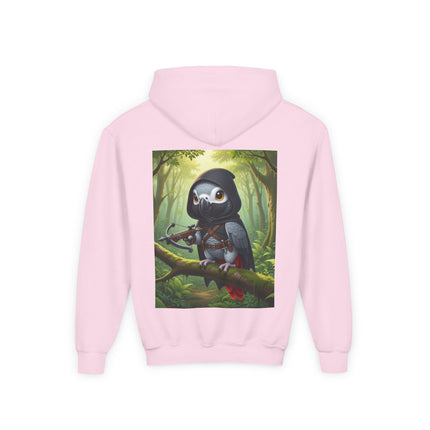The African Grey Sentinel Youth Hooded Sweatshirt – Quiet Strength & Woodland Adventure