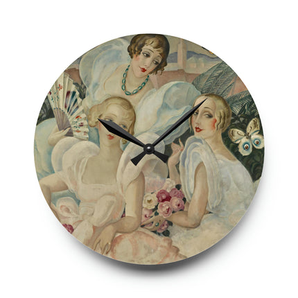 Les Femmes Fatales by Gerda Wegener Acrylic Wall Clock, Round and Square