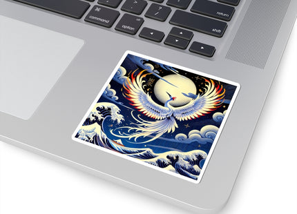 Majestic White Crane Die Kiss Cut Stickers (4 Sizes)