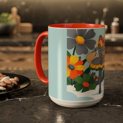❄️🌼 The Winter Flower Wanderer Colorful Mug – Colorful Art Deco Snow Fantasy
