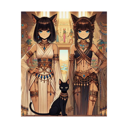 🐱🏛️ Egyptian Priestess Cats Matte Vertical Poster – Temple Guardians & Ancient Grace