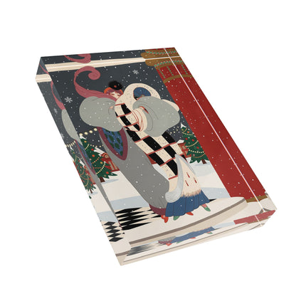 ❄️✨ The Winter Couture Promenade Acrylic Art Block – Art Deco Holiday Elegance