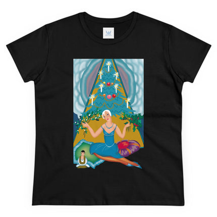 Art Deco Christmas Elegance Women's Midweight Cotton Tee