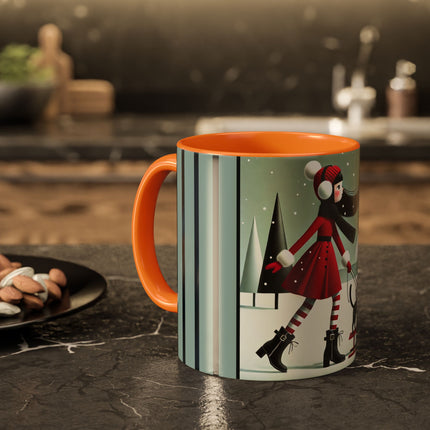 Red Sled & Curious Cats Colorful Mugs (11oz, 15oz)