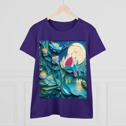 Ethereal Moonlit Lake Women's Midweight Cotton Tee