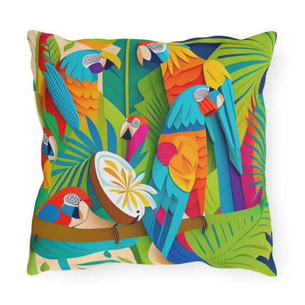 Colorful Macaws Outdoor Pillows