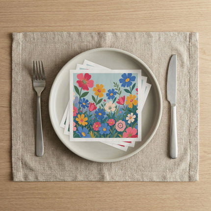 🌸🌼 The Enchanted Rainbow Wildflower Garden Napkins – Whimsical Botanical Floral Art
