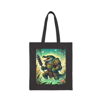 The Swamp Tyrant Cotton Canvas Tote Bag – Primal Power & Bog Dominion